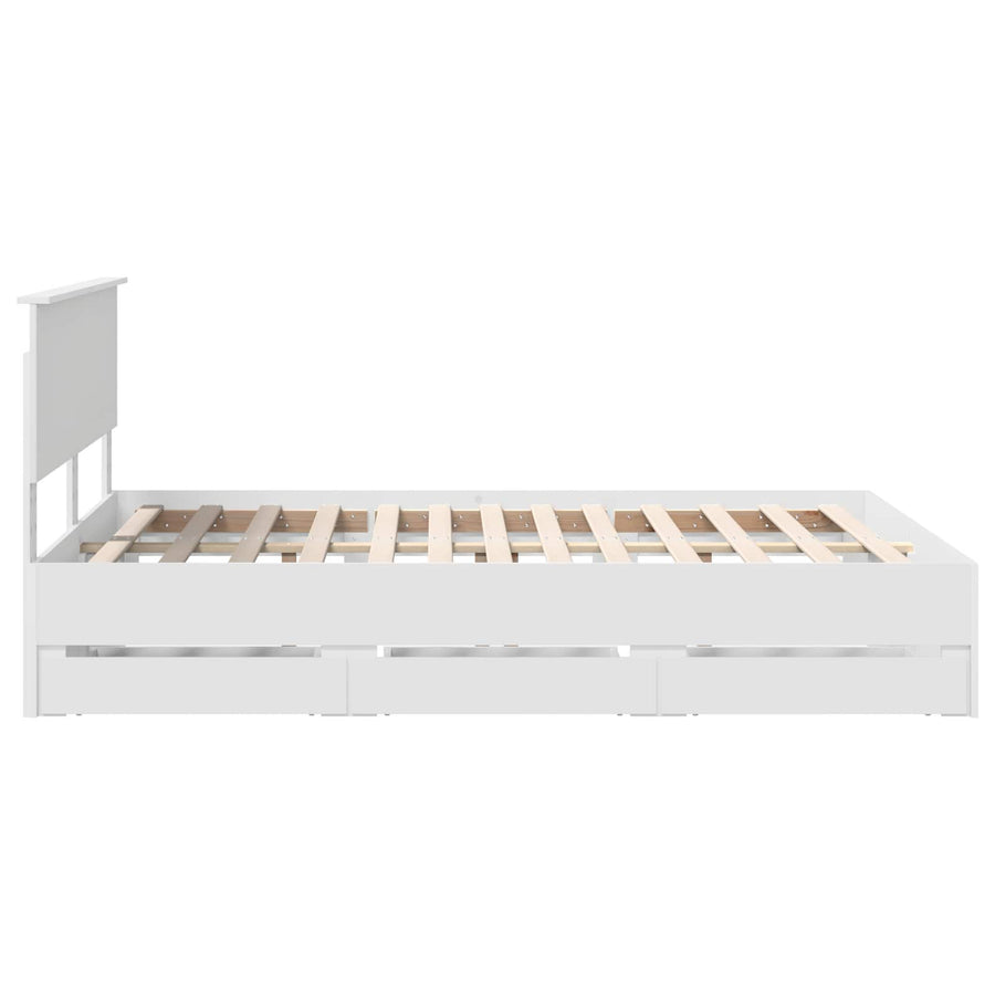 Bedframe met lade met opslag Wit 140 x 190 cm Ingenieurshout