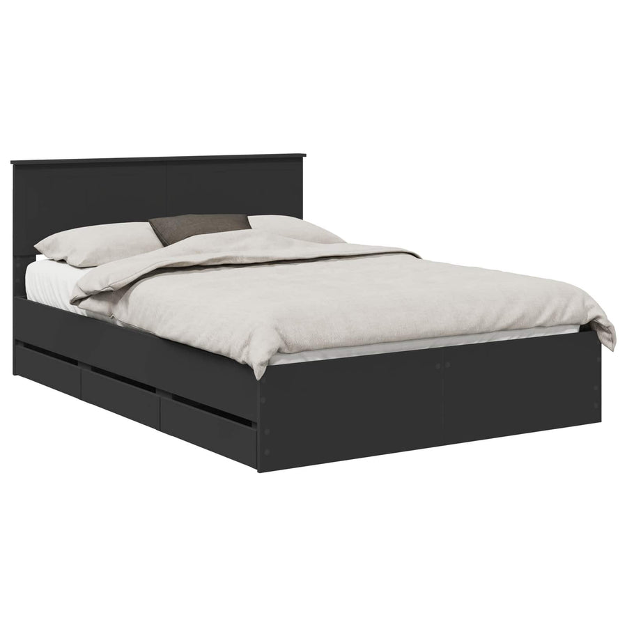 Bedframe met lade met opslag Zwart 140 x 190 cm Ingenieurshout