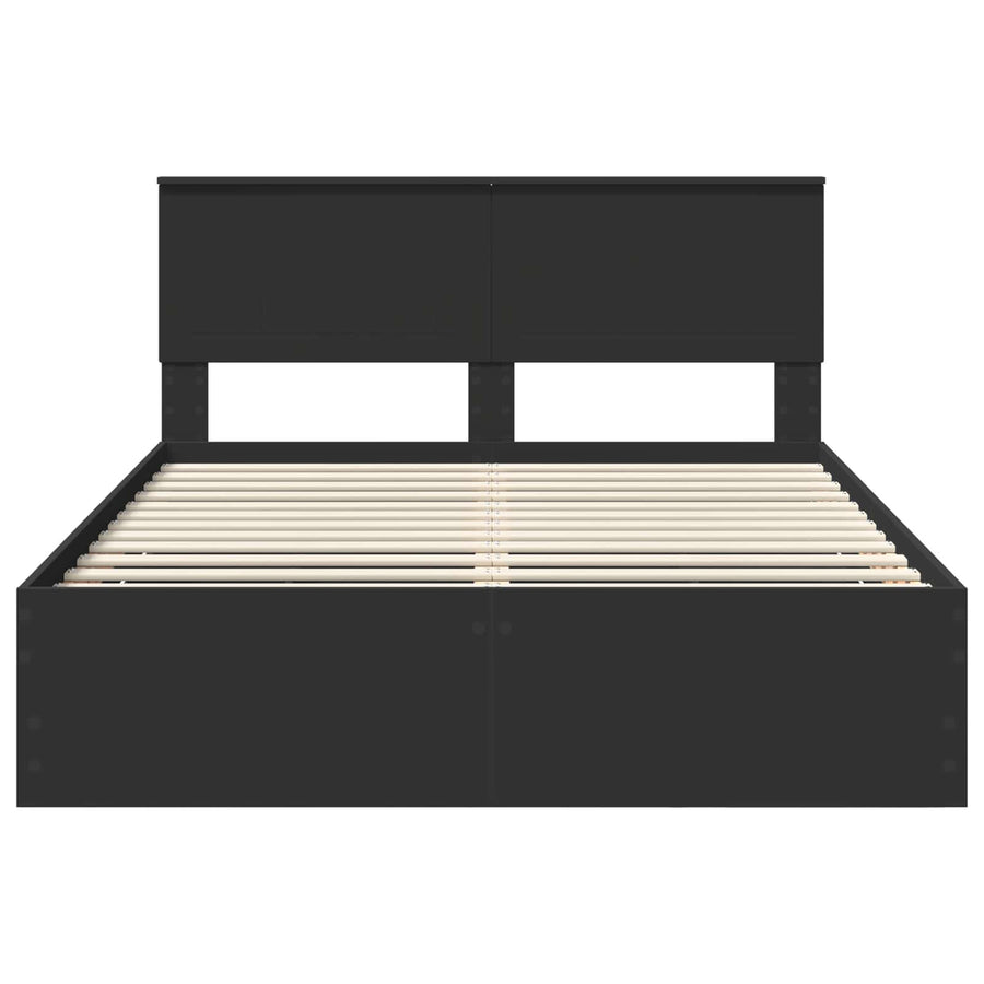 Bedframe met lade met opslag Zwart 140 x 190 cm Ingenieurshout
