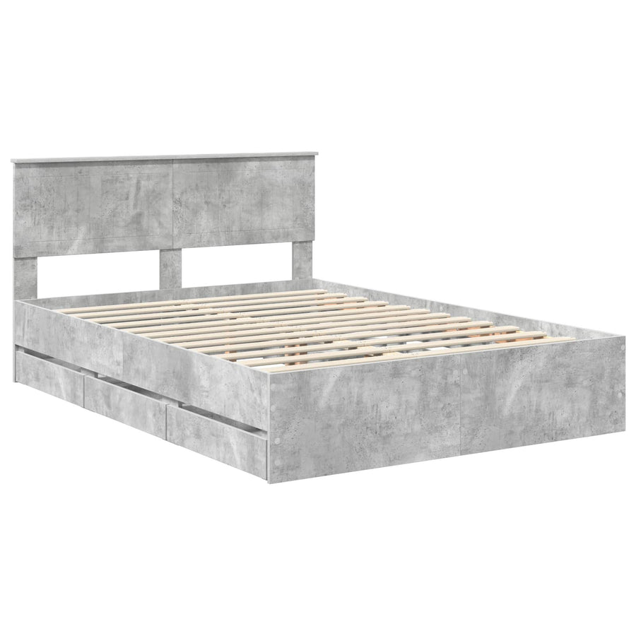 Bedframe met lade Beton Grijs 140 x 190 cm Ingenieurshout