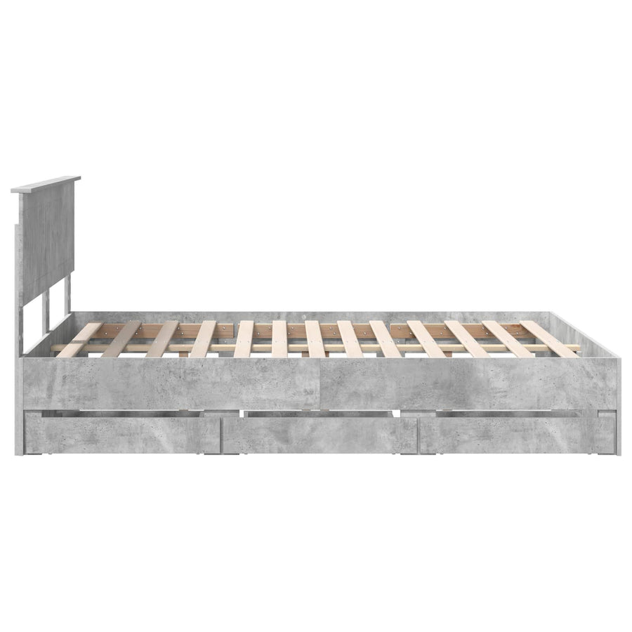 Bedframe met lade Beton Grijs 140 x 190 cm Ingenieurshout