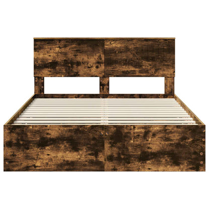 Bedframe met lade Gerookt eiken 135 x 190 cm Ingenieurshout