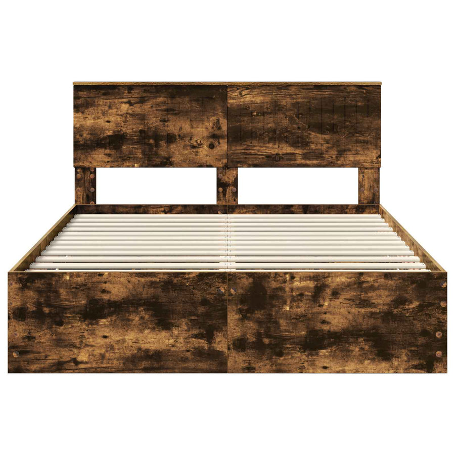 Bedframe met lade Gerookt eiken 135 x 190 cm Ingenieurshout