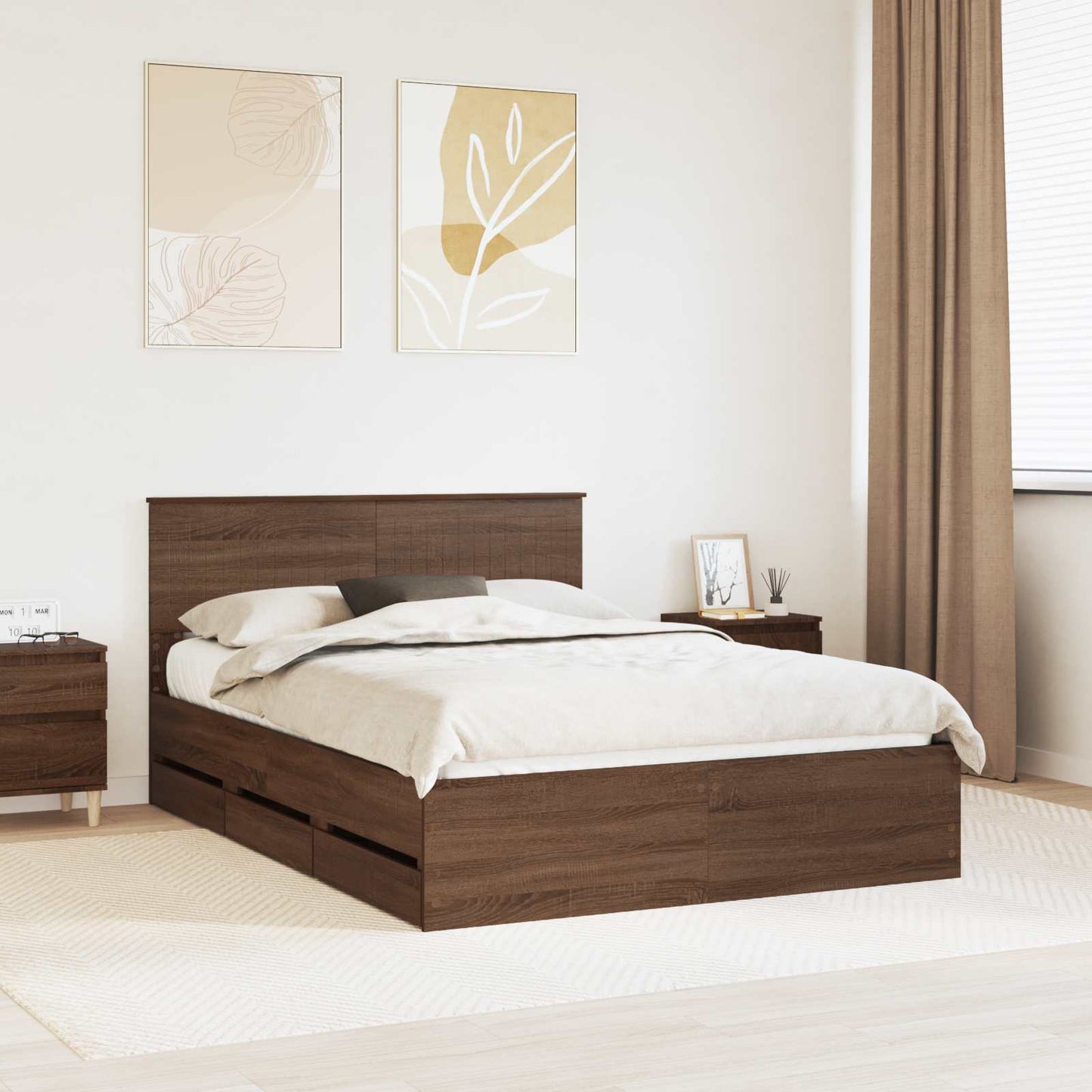Bedframe met lade Bruin Eiken 135 x 190 cm Ingenieurshout