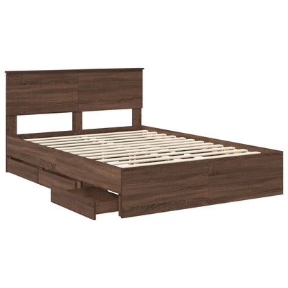 Bedframe met lade Bruin Eiken 135 x 190 cm Ingenieurshout
