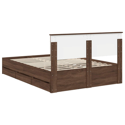 Bedframe met lade Bruin Eiken 135 x 190 cm Ingenieurshout