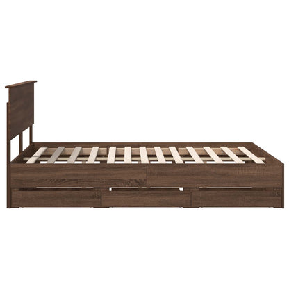 Bedframe met lade Bruin Eiken 135 x 190 cm Ingenieurshout