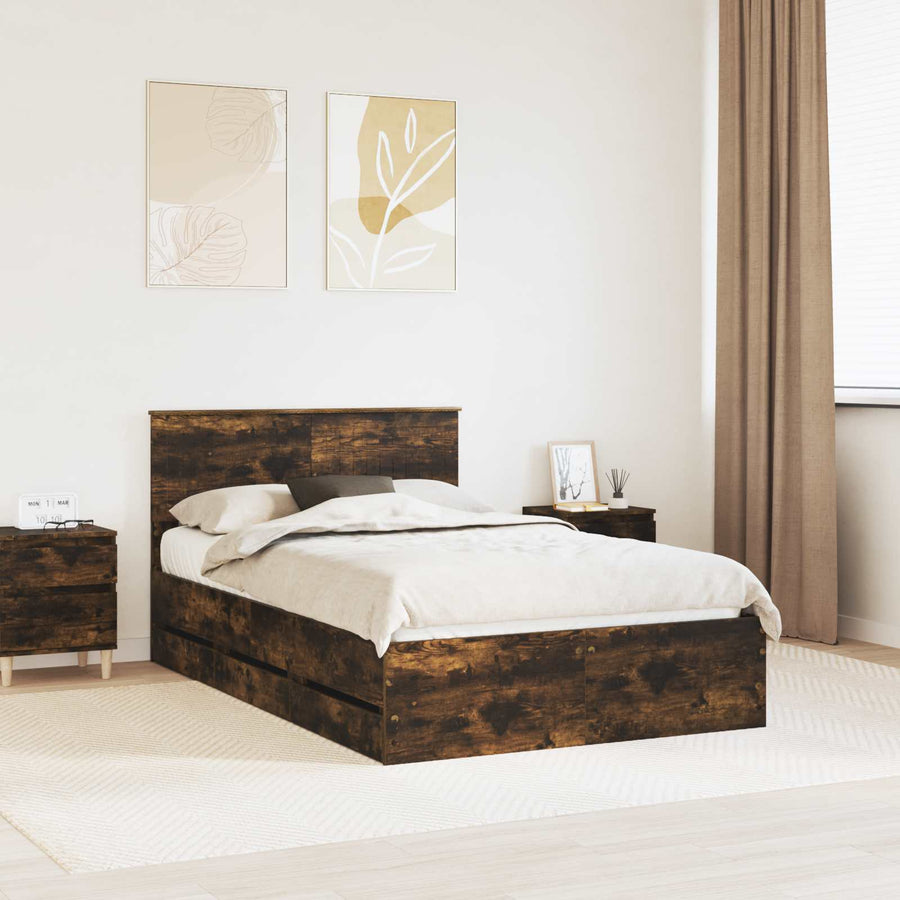Bedframe met lade Gerookt eiken 120 x 200 cm Ingenieurshout