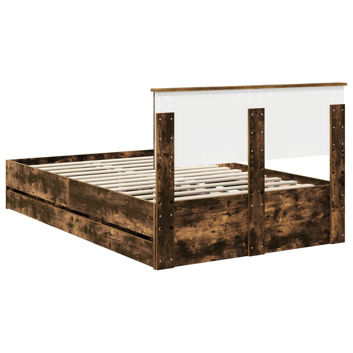 Bedframe met lade Gerookt eiken 120 x 200 cm Ingenieurshout