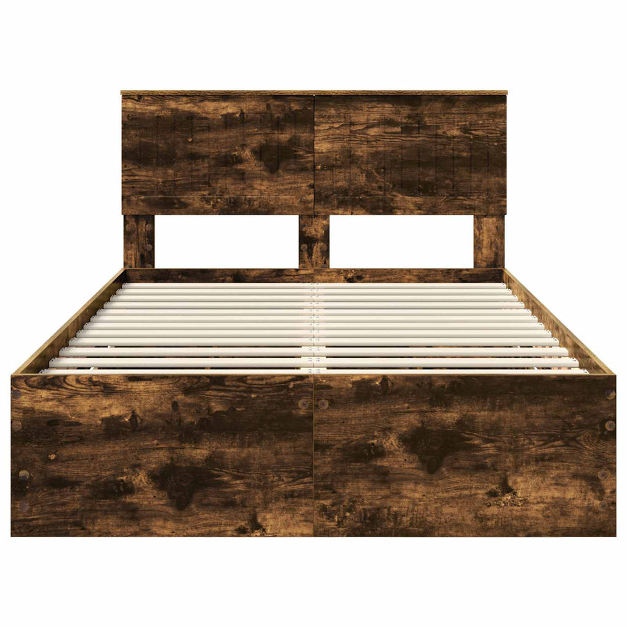 Bedframe met lade Gerookt eiken 120 x 200 cm Ingenieurshout