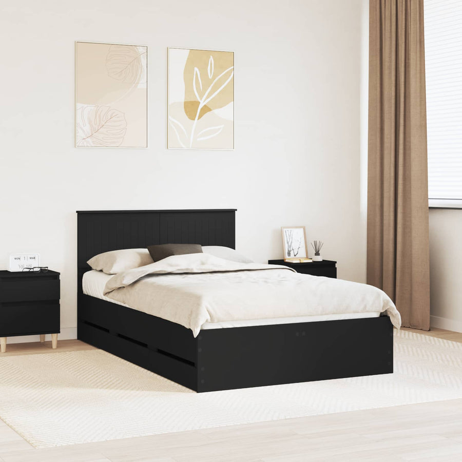 Bedframe met lade met opslag Zwart 120 x 190 cm Ingenieurshout