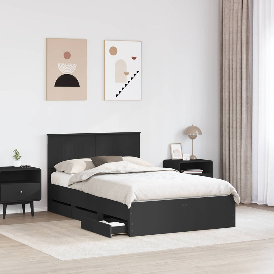 Bedframe met lade met opslag Zwart 120 x 190 cm Ingenieurshout