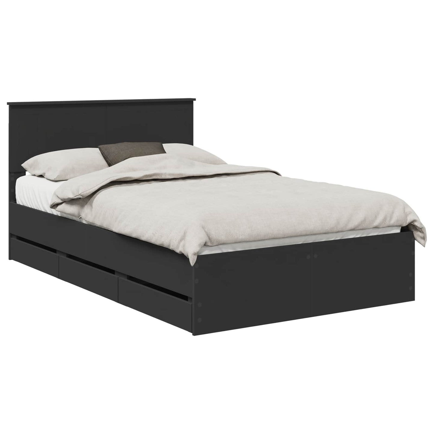 Bedframe met lade met opslag Zwart 120 x 190 cm Ingenieurshout