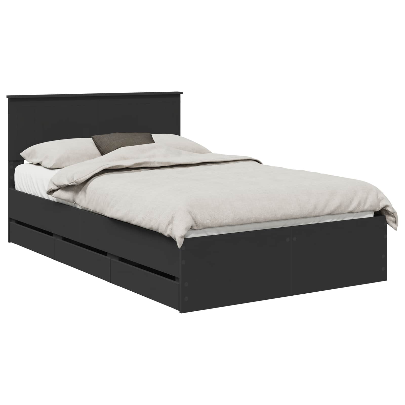 Bedframe met lade met opslag Zwart 120 x 190 cm Ingenieurshout