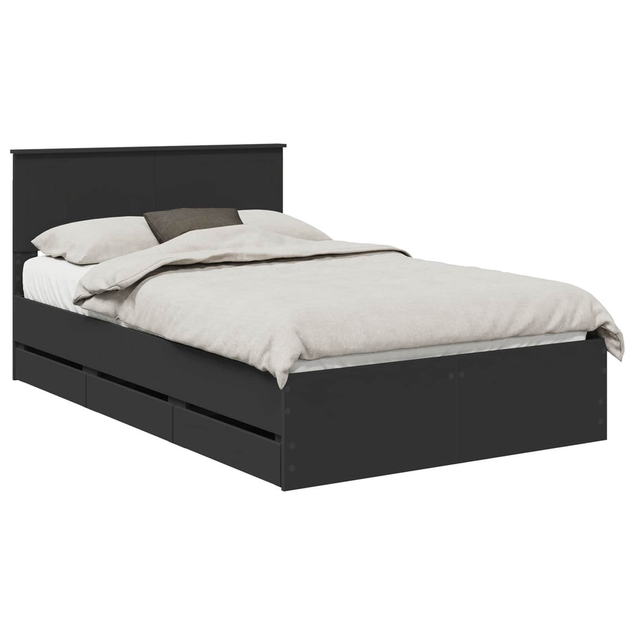 Bedframe met lade met opslag Zwart 120 x 190 cm Ingenieurshout