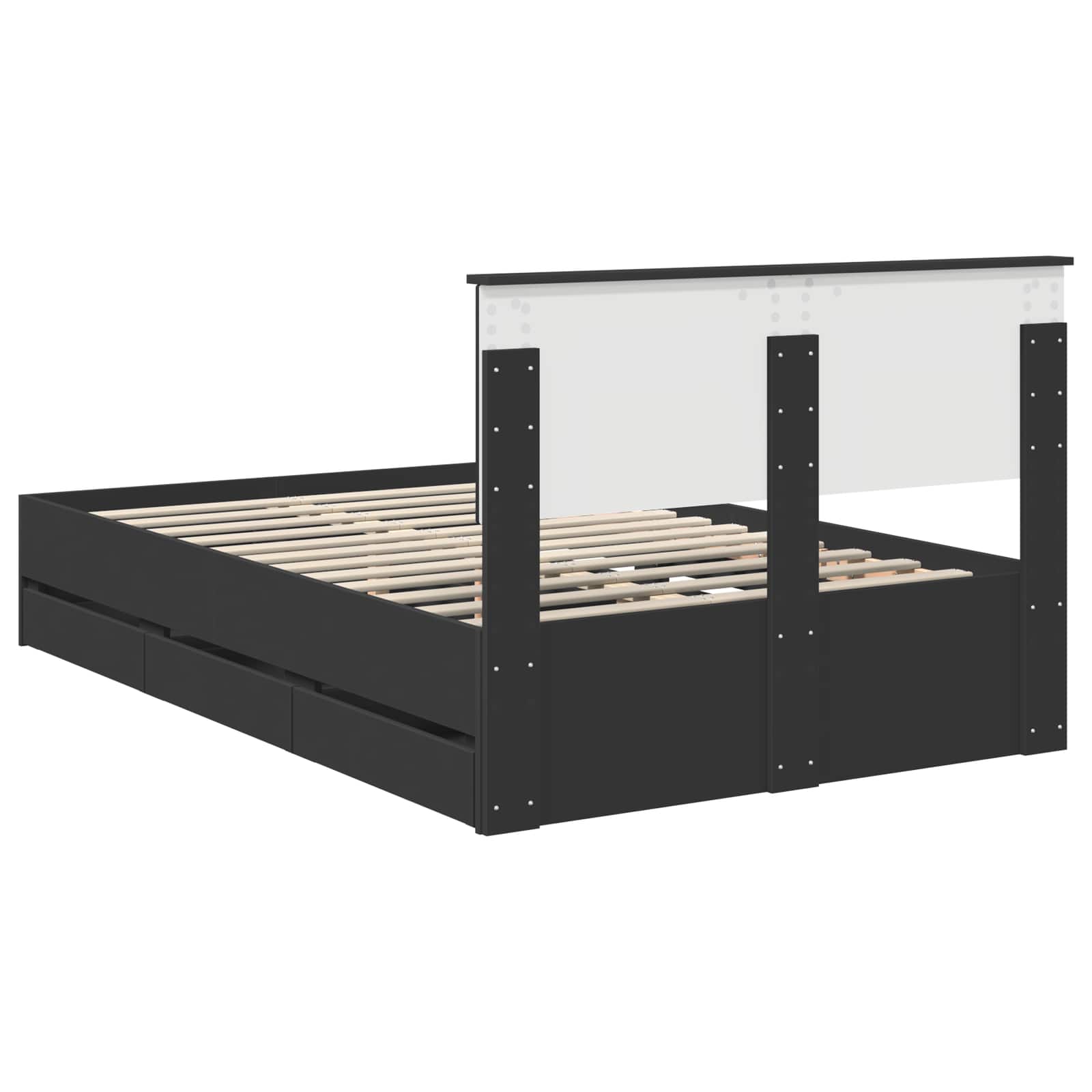 Bedframe met lade met opslag Zwart 120 x 190 cm Ingenieurshout