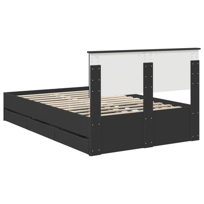 Bedframe met lade met opslag Zwart 120 x 190 cm Ingenieurshout