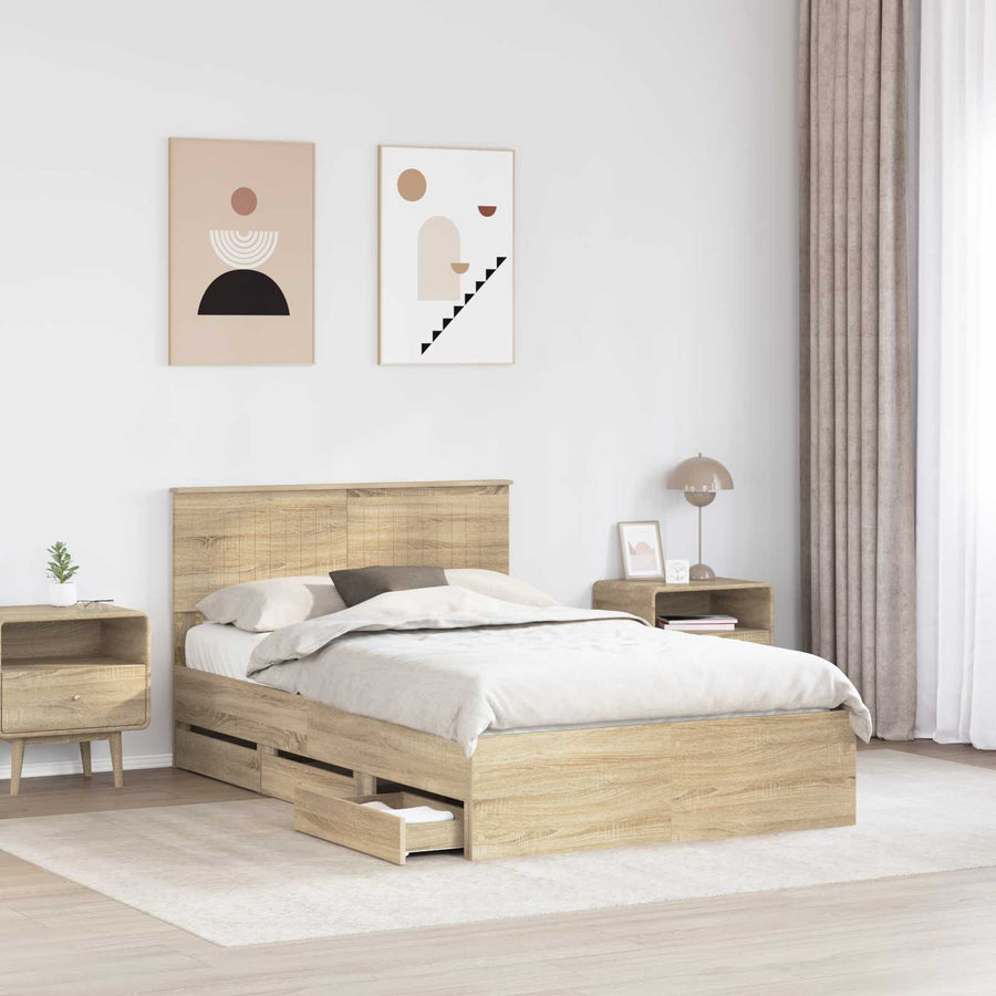 Bedframe met lade Sonoma Eiken 120 x 190 cm Ingenieurshout