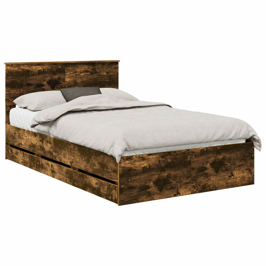 Bedframe met lade Gerookt eiken 120 x 190 cm Ingenieurshout