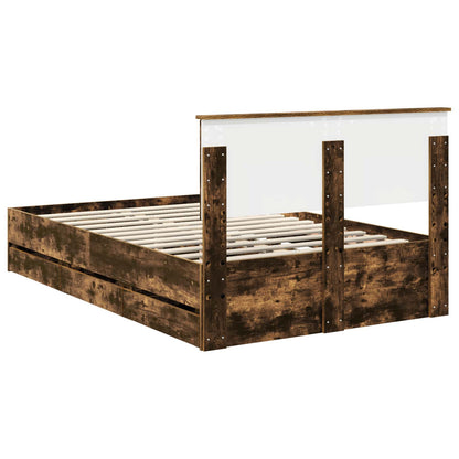 Bedframe met lade Gerookt eiken 120 x 190 cm Ingenieurshout