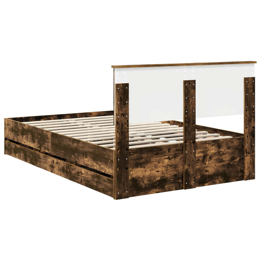 Bedframe met lade Gerookt eiken 120 x 190 cm Ingenieurshout