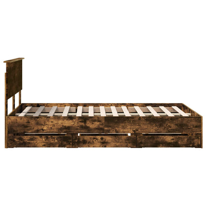 Bedframe met lade Gerookt eiken 120 x 190 cm Ingenieurshout