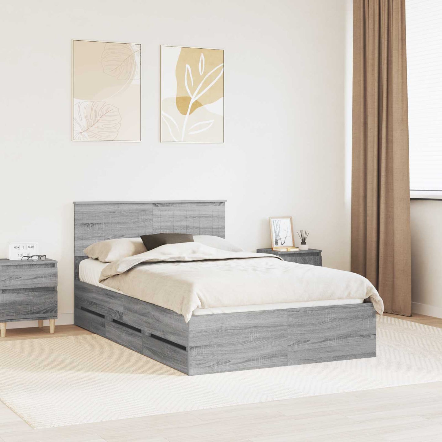 Bedframe met lade Grijs Sonoma 120 x 190 cm Ingenieurshout