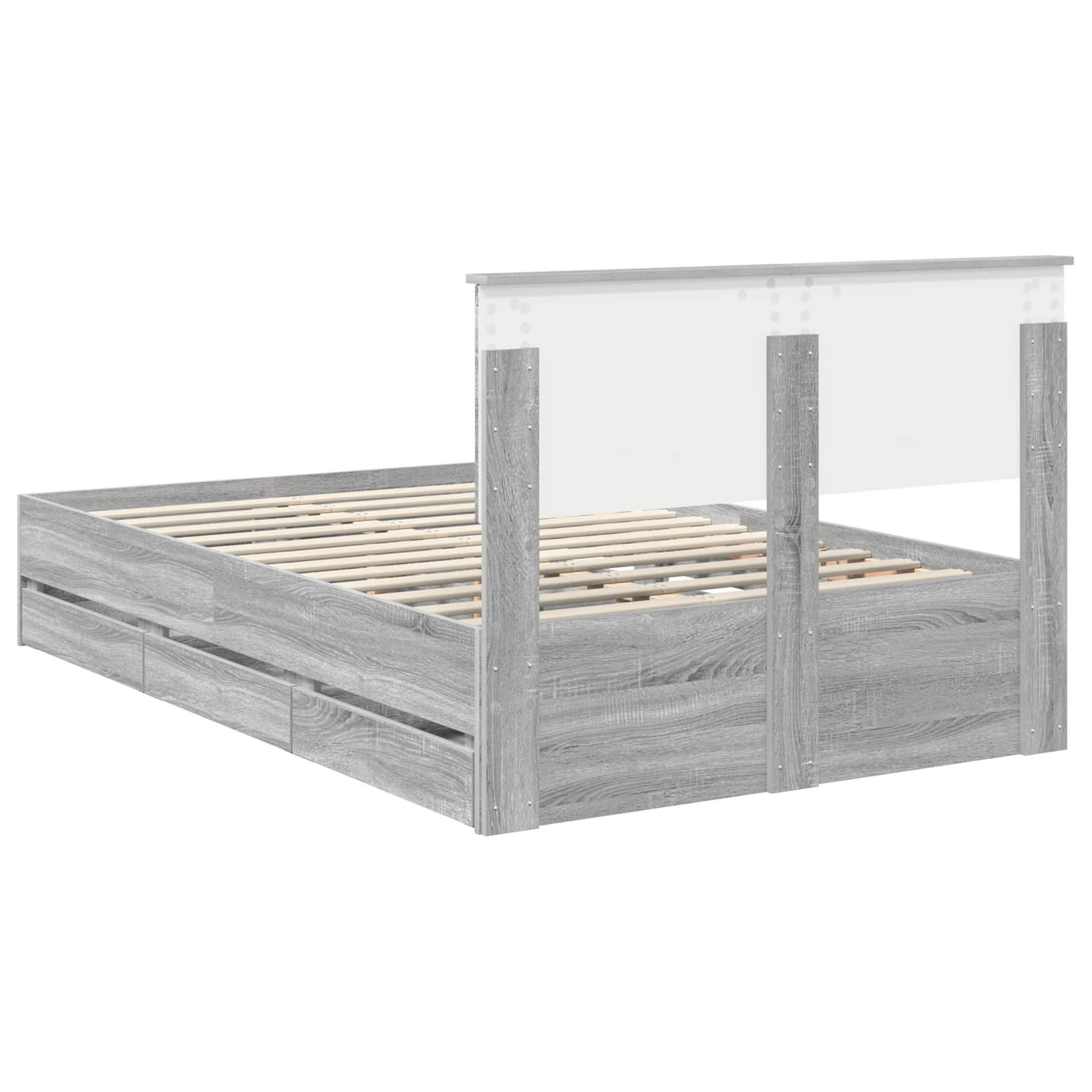 Bedframe met lade Grijs Sonoma 120 x 190 cm Ingenieurshout