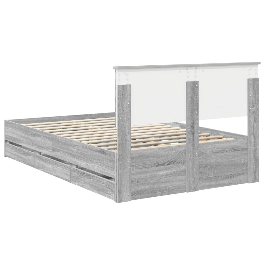 Bedframe met lade Grijs Sonoma 120 x 190 cm Ingenieurshout