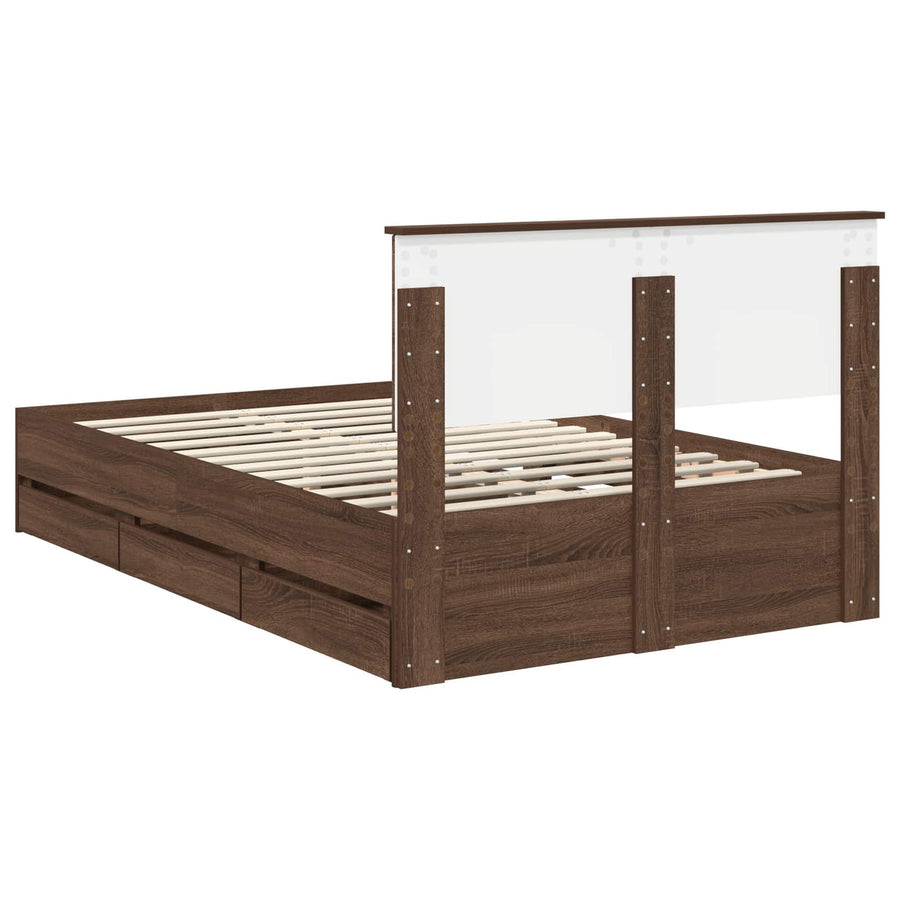 Bedframe met lade Bruin Eiken 120 x 190 cm Ingenieurshout