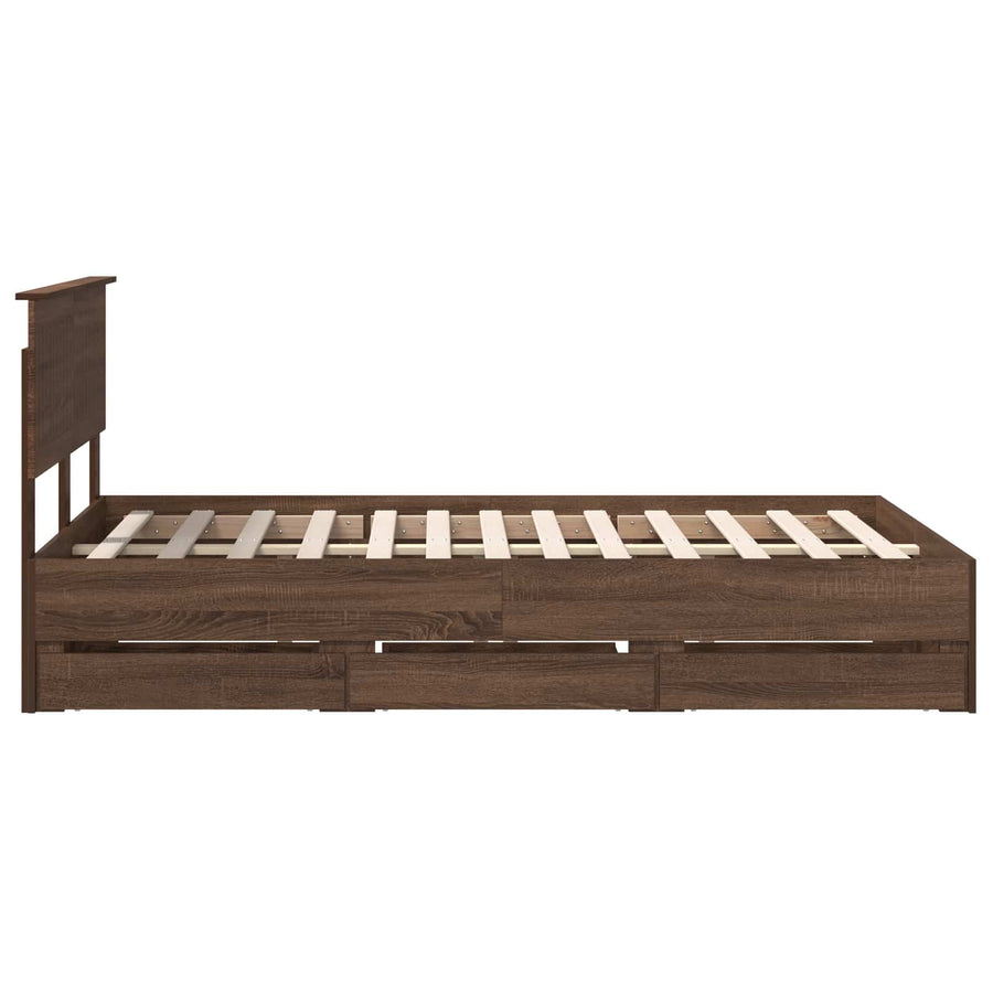 Bedframe met lade Bruin Eiken 120 x 190 cm Ingenieurshout