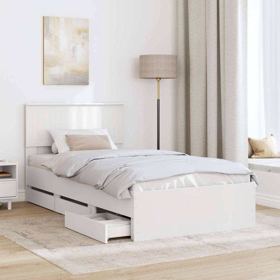 Bedframe met lade met opslag Wit 100 x 200 cm Ingenieurshout