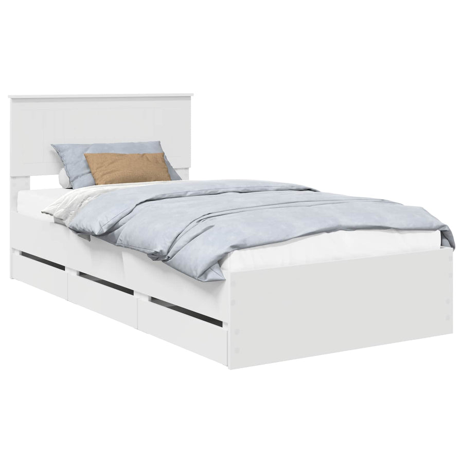 Bedframe met lade met opslag Wit 100 x 200 cm Ingenieurshout