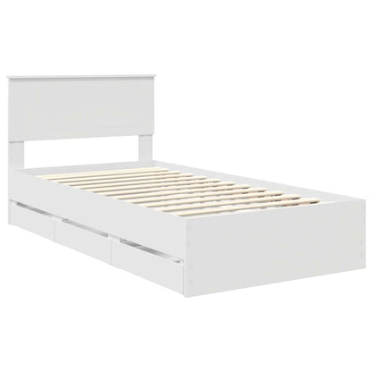 Bedframe met lade met opslag Wit 100 x 200 cm Ingenieurshout