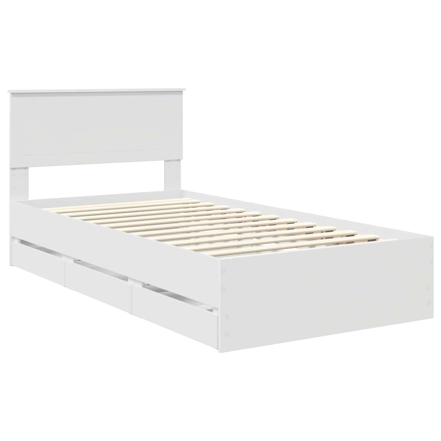 Bedframe met lade met opslag Wit 100 x 200 cm Ingenieurshout