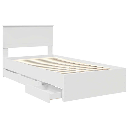 Bedframe met lade met opslag Wit 100 x 200 cm Ingenieurshout