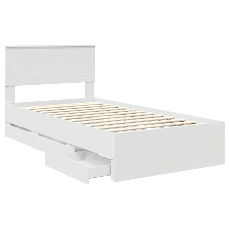 Bedframe met lade met opslag Wit 100 x 200 cm Ingenieurshout