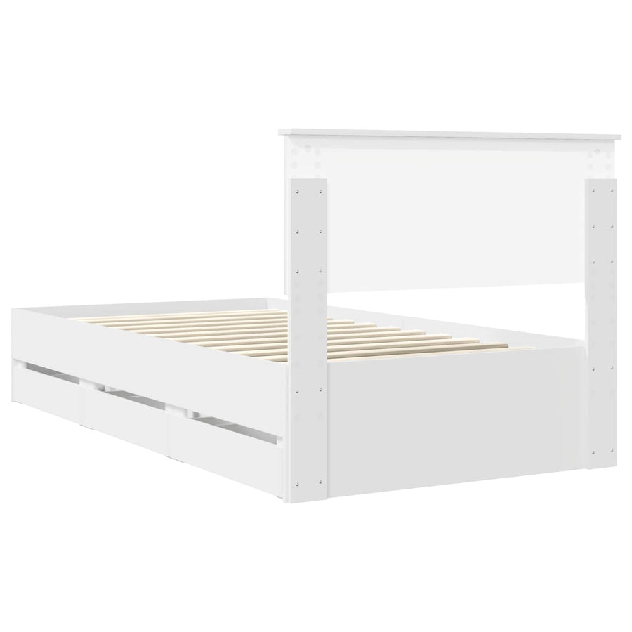 Bedframe met lade met opslag Wit 100 x 200 cm Ingenieurshout