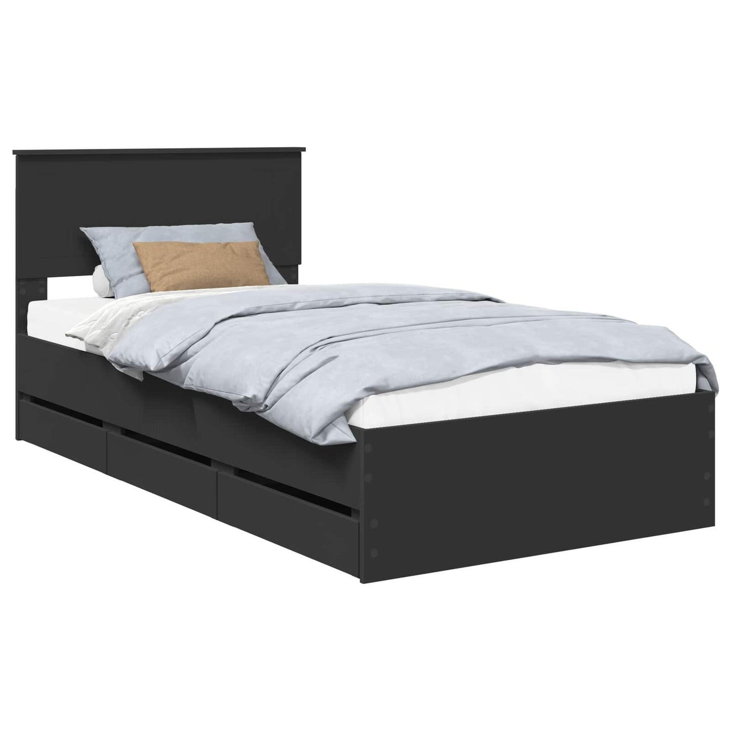 Bedframe met lade met opslag Zwart 100 x 200 cm Ingenieurshout