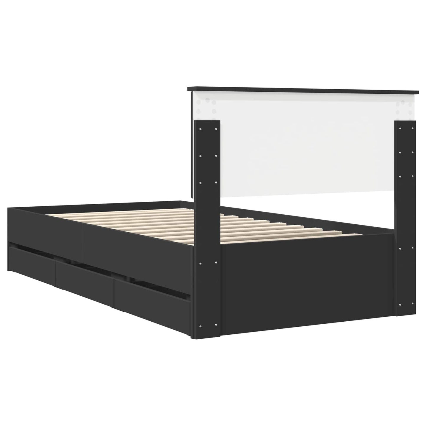 Bedframe met lade met opslag Zwart 100 x 200 cm Ingenieurshout