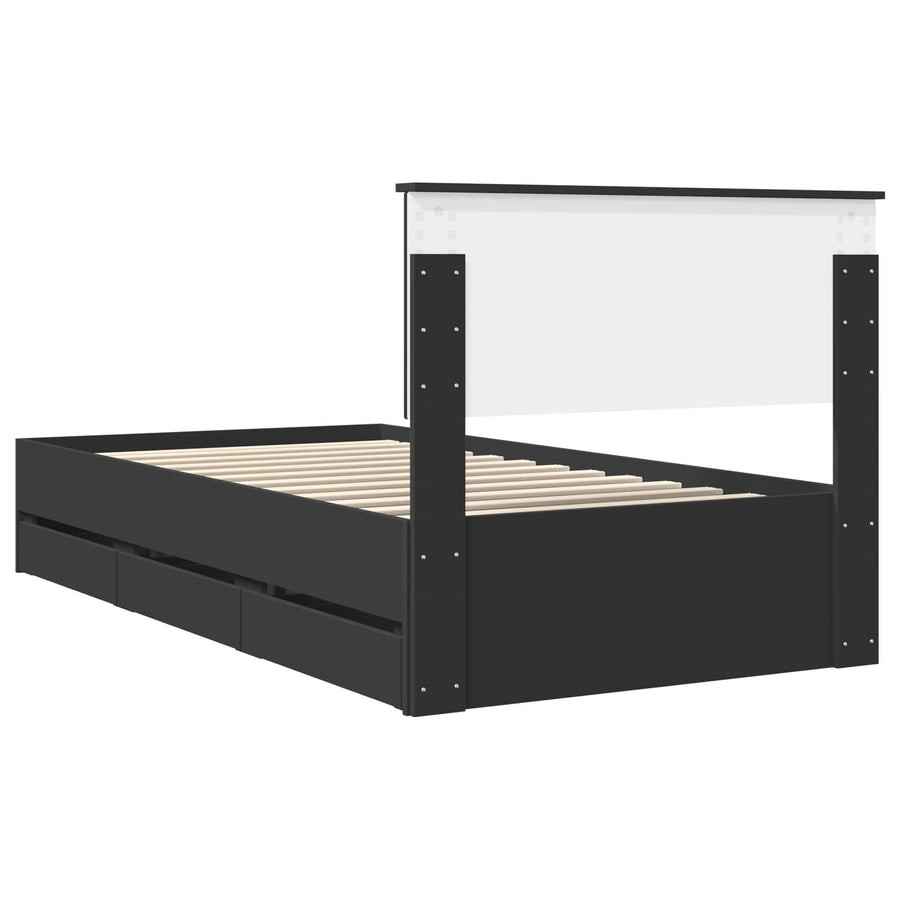Bedframe met lade met opslag Zwart 100 x 200 cm Ingenieurshout