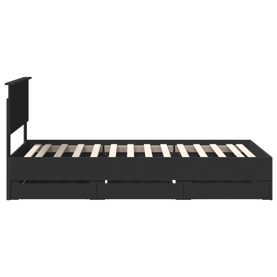 Bedframe met lade met opslag Zwart 100 x 200 cm Ingenieurshout