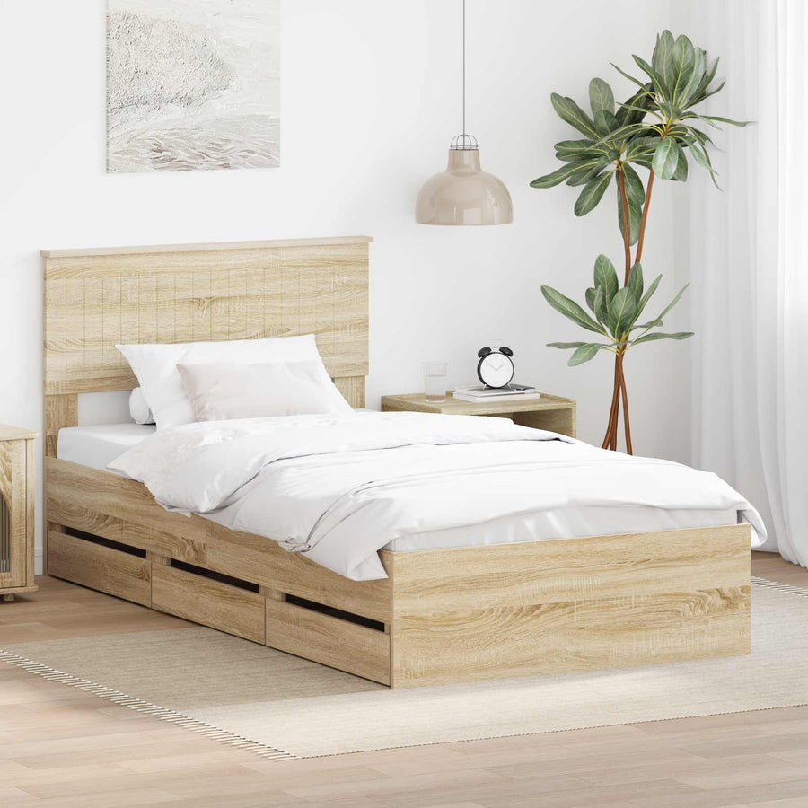 Bedframe met lade Sonoma Eiken 100 x 200 cm Ingenieurshout
