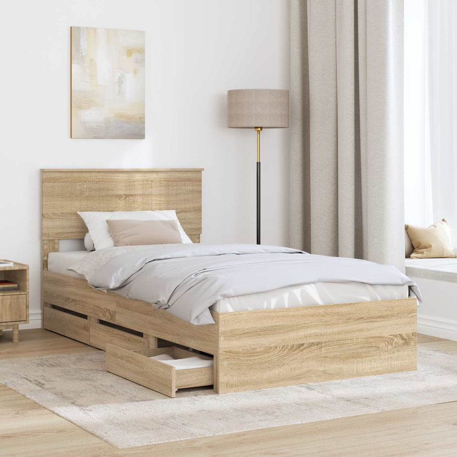 Bedframe met lade Sonoma Eiken 100 x 200 cm Ingenieurshout