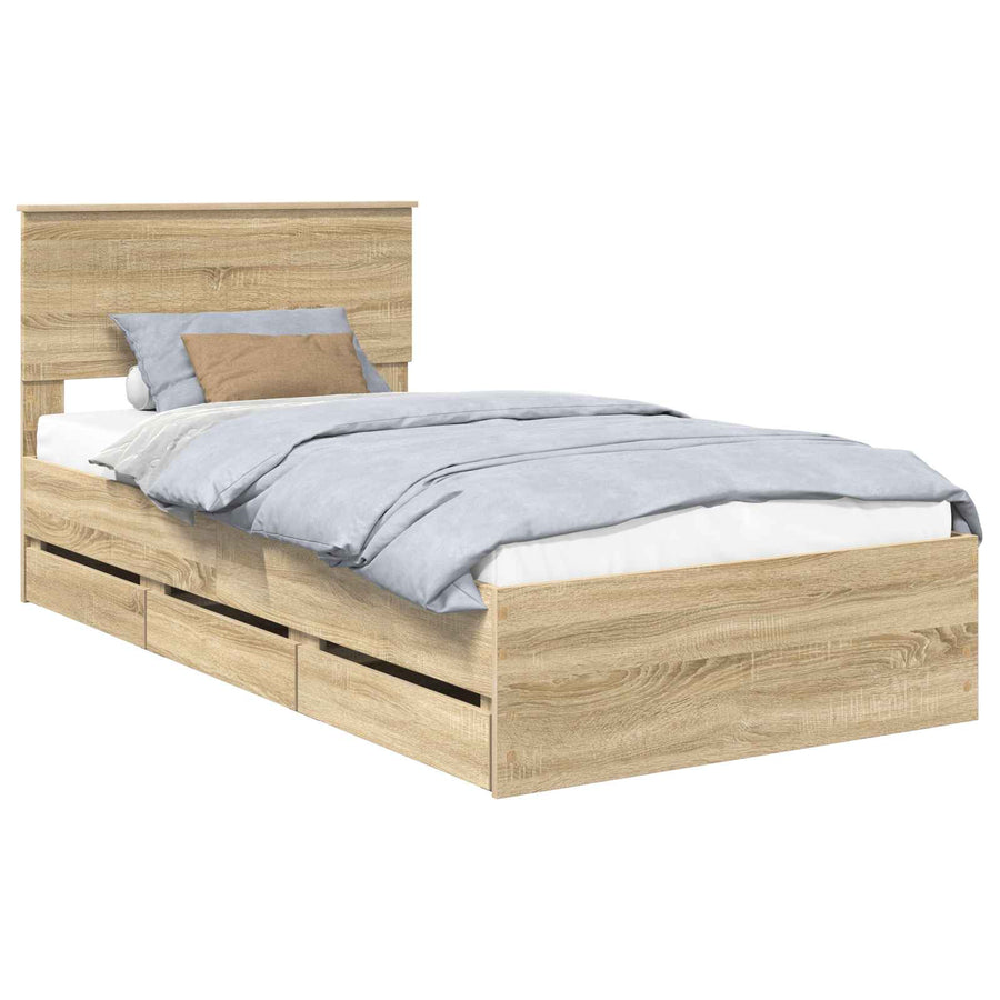 Bedframe met lade Sonoma Eiken 100 x 200 cm Ingenieurshout