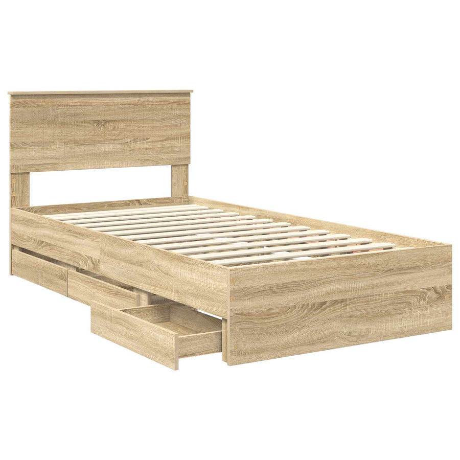 Bedframe met lade Sonoma Eiken 100 x 200 cm Ingenieurshout