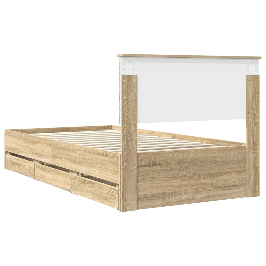 Bedframe met lade Sonoma Eiken 100 x 200 cm Ingenieurshout