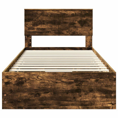 Bedframe met lade Gerookt eiken 100 x 200 cm Ingenieurshout
