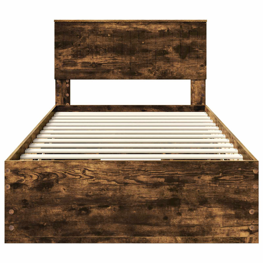 Bedframe met lade Gerookt eiken 100 x 200 cm Ingenieurshout