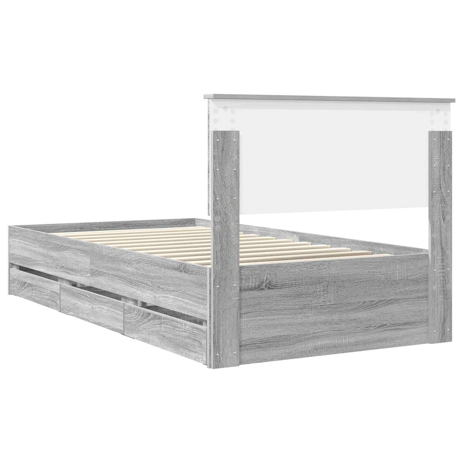 Bedframe met lade Grijs Sonoma 100 x 200 cm Ingenieurshout